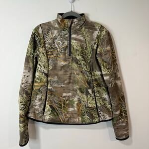 Prois Hunting Apparel Women's Half Zip Jacket Camo Pullover Green Brown Small
